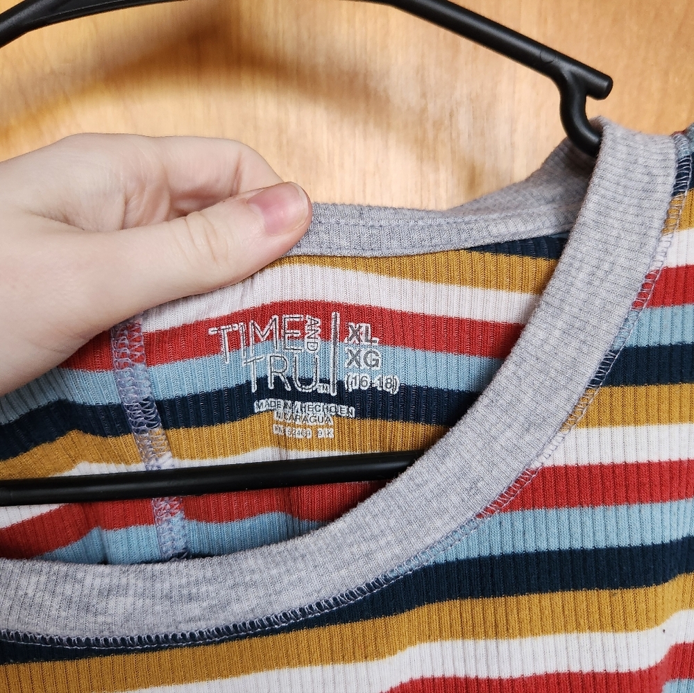 Time and Tru Multicolor Striped Ribbed Top - Picture 2 of 3